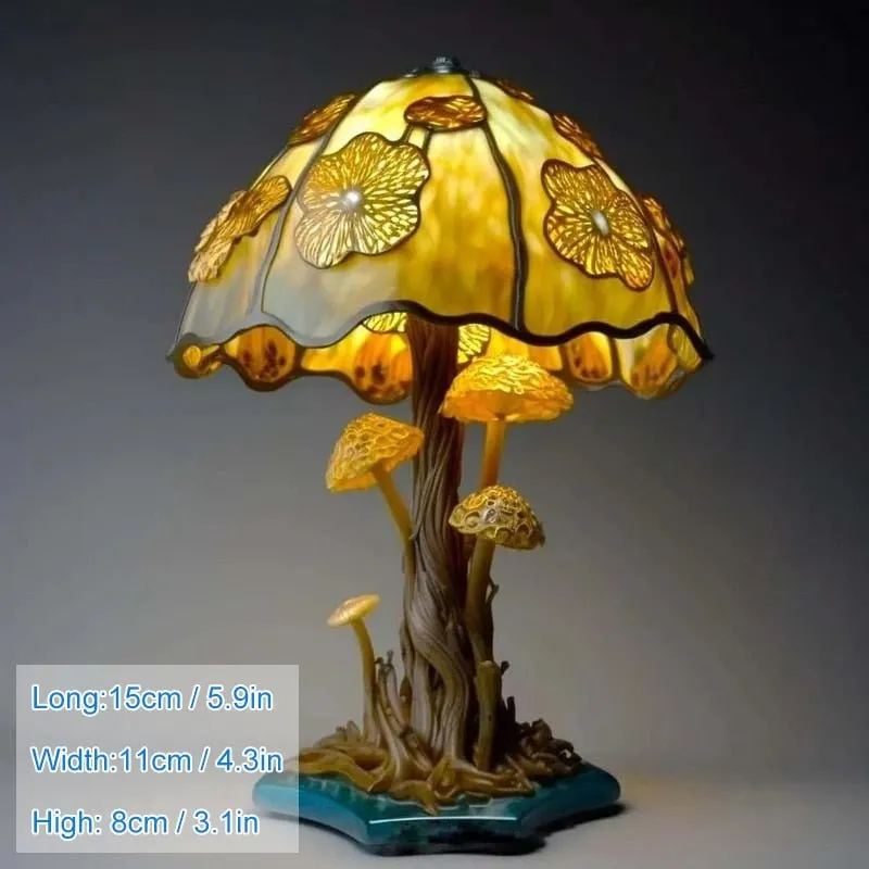 Vintage Stained Resin Mushroom Table Lamp