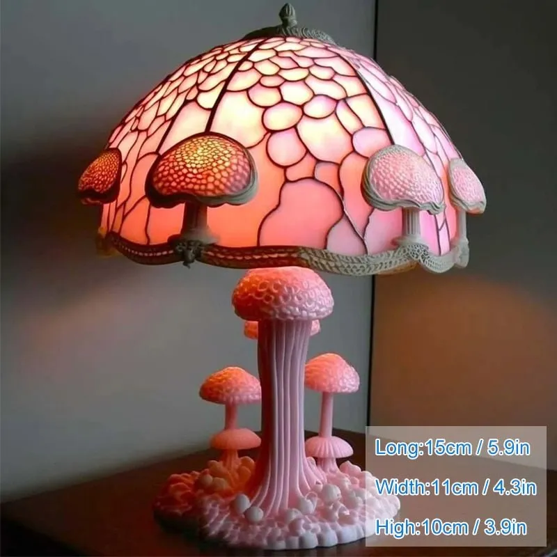 Vintage Stained Resin Mushroom Table Lamp