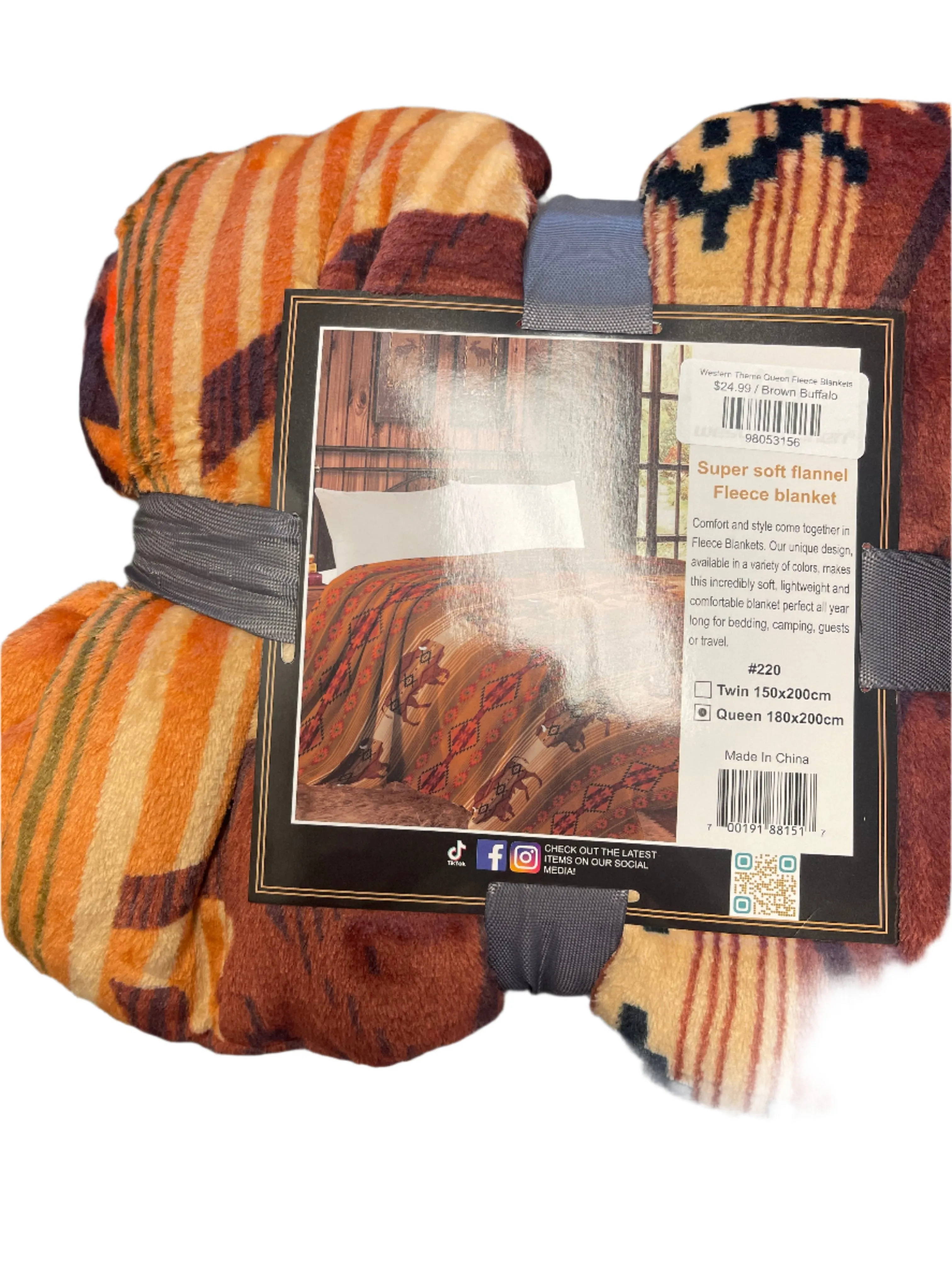 Western Theme Queen Fleece Blankets