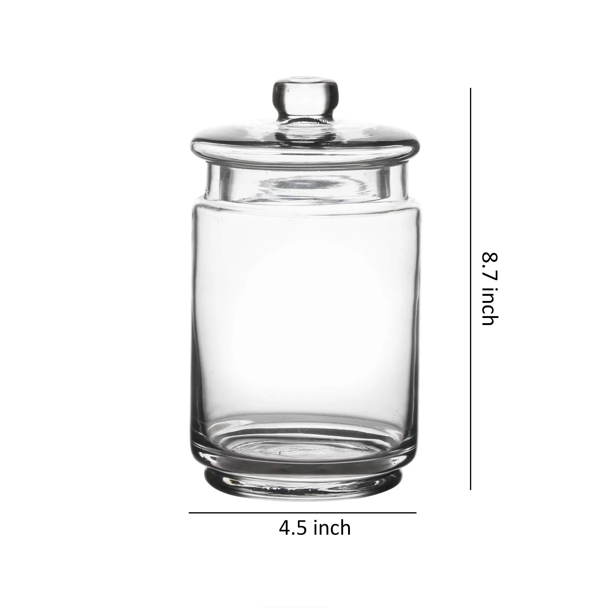 Whole Housewares Clear Glass Apothecary Jars-Cotton Jar-Bathroom Storage Organizer