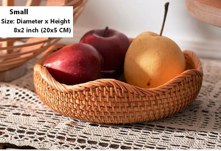 Woven Round Storage Basket, Rattan Storage Basket, Fruit Basket, Storage Baskets for Kitchen