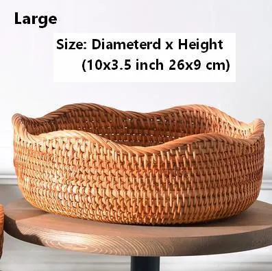 Woven Round Storage Basket, Rattan Storage Basket, Fruit Basket, Storage Baskets for Kitchen