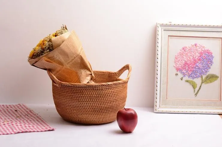 Woven Storage Basket, Kitchen Storage Basket, Large Rattan Basket, Kitchen Storage Ideas, Round Storage Basket